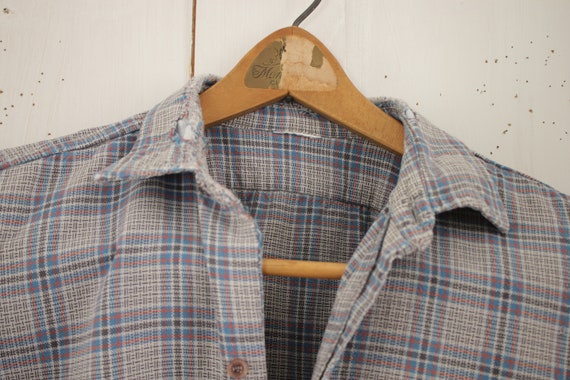 Blue Plaid Shirt or Tunic circa 1920 mens cotton … - image 8