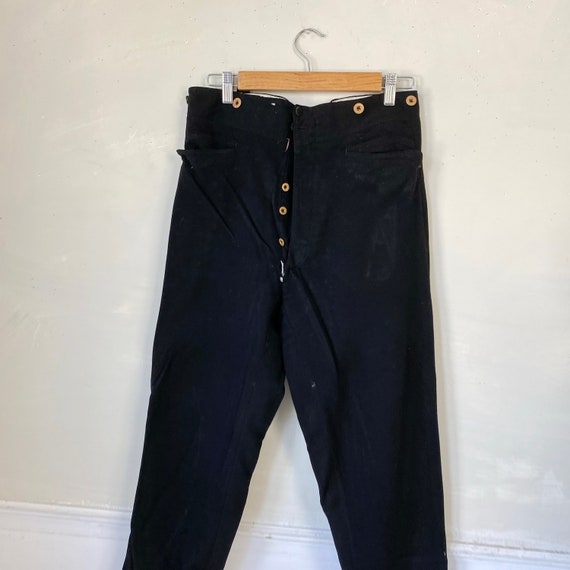 Antique French Felted Wool Work Pants 1800s Trous… - image 3