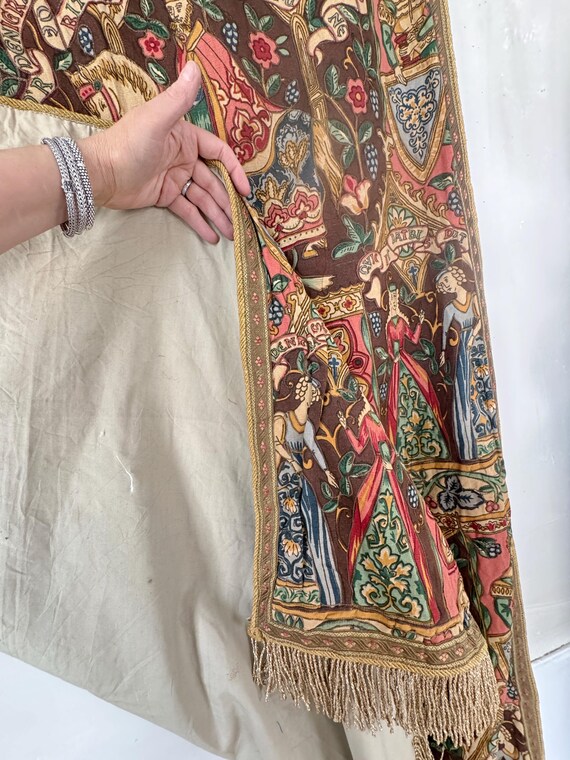 55x46 ヴィンテージ フランス 中世リバイバルスタイル タペストリー