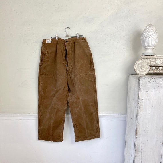38 inch waist French Workwear Pants Vintage Brown… - image 1
