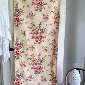 93 X 24.5 Vintage   curtain French  cabbage roses fabric can be used for pillows etcUnique window treatment eco-friendly