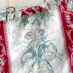 Antique French fabric c1900 red green FABULOUS design eco-friendly