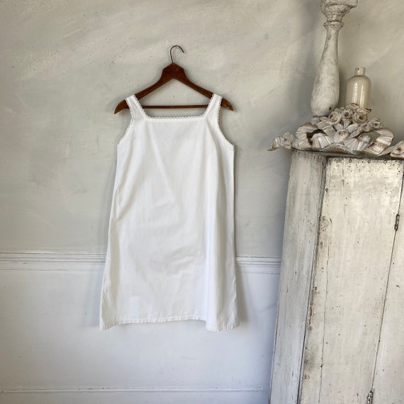 Antique Cotton Slip French Workwear Lace Cotton S… - image 2