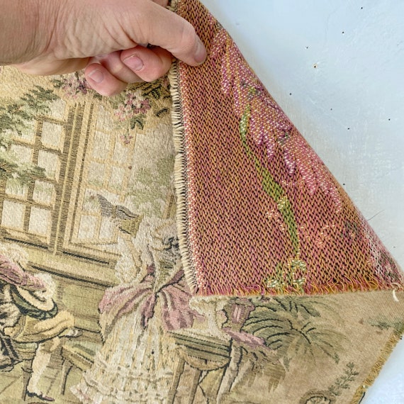 Antique Tapestry Jacquard Chair Back Textile With 2 Musicians - Etsy