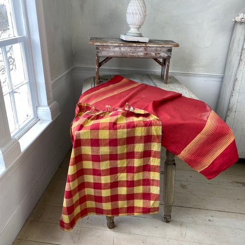 Project Bundle French fabric and ticking bundle shops trim plaid patchwork patch scraps cuttings pack pillow fabrics material old inspiration