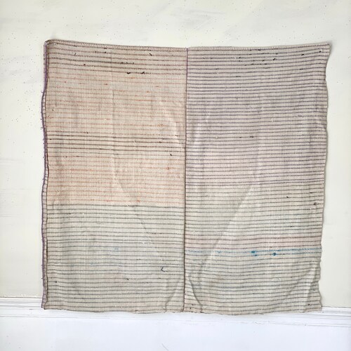European antique hand woven hemp stripes French shops country Cottage chic cottagecore sack hack