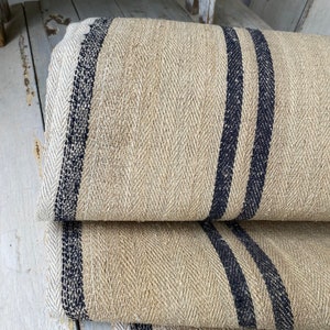 Stair runner heavy hemp Grain sack Fabric by the yard blue indigo Antique homespun linen The Textile Trunk Modern Farmhouse image 6