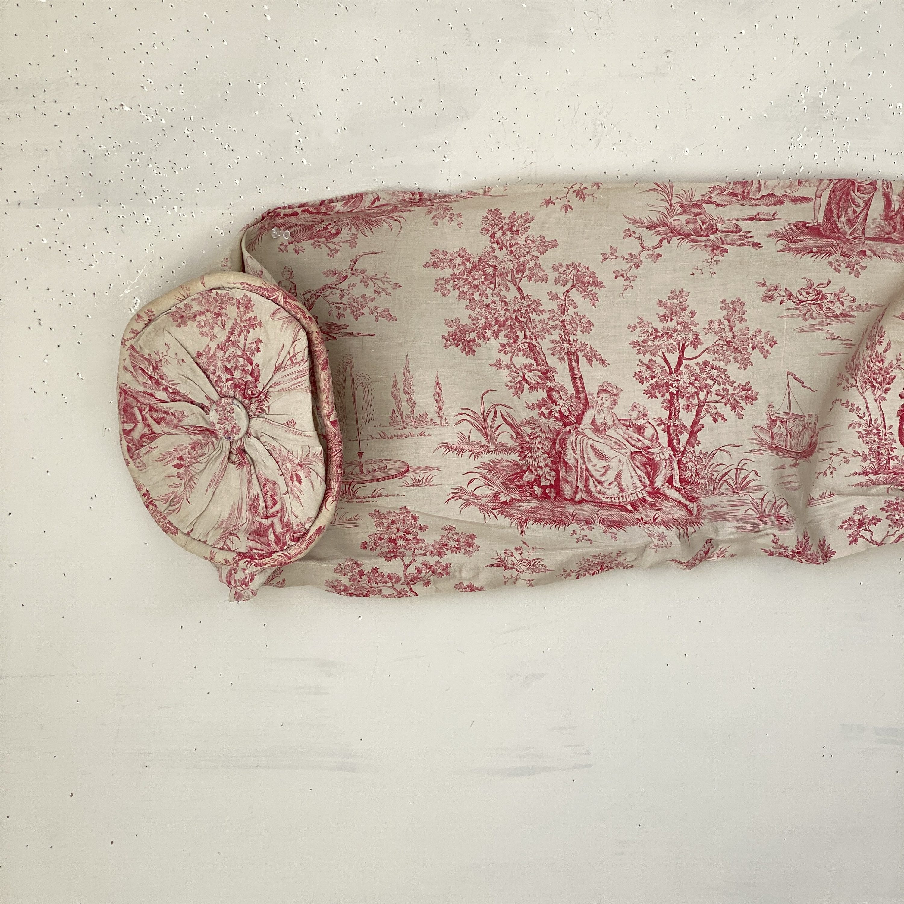 Vintage France Round Bolster Pillow Cover Case Toile De Jouy Etsy