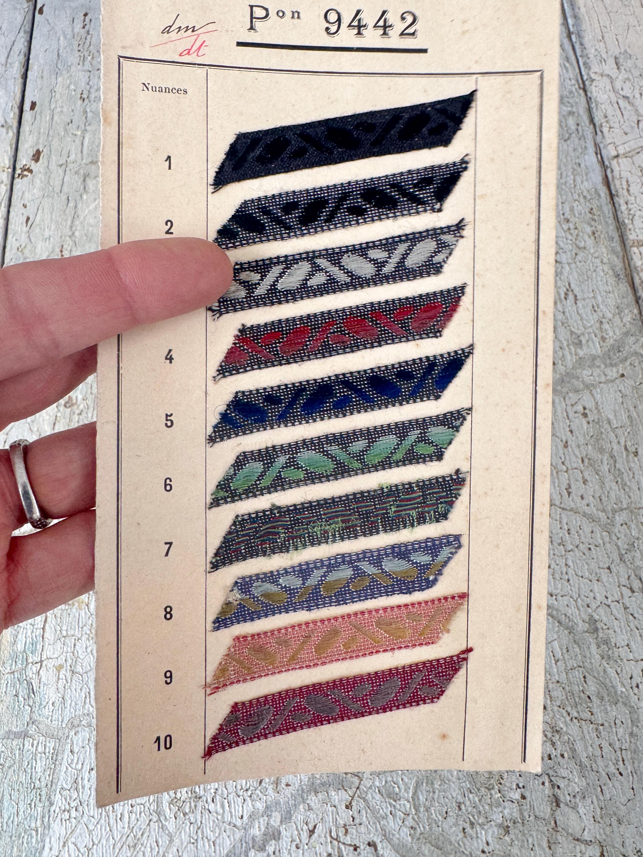 Sample Watch Ribbon Antique Ribbons French Sample Swatch Cards Passementerie Trim Country ...