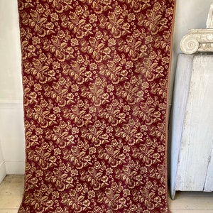 Antique French fabric 19th century jacquard weave  burgundy heavyweight upholstery pillows pillow fabric The Textile Trunk eco-friendly