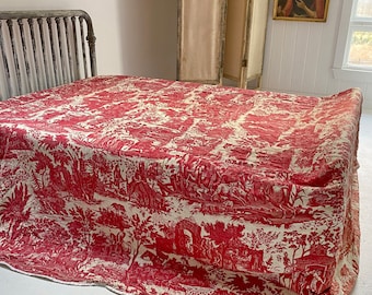 Antique toile de Rouen bedcover bed cover bedspread Cover Chasse au sanglier