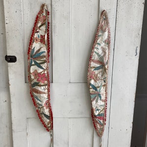 Antique French curtain drape tie back tiebacks 19th century French textilesUnique window treatment eco-friendly