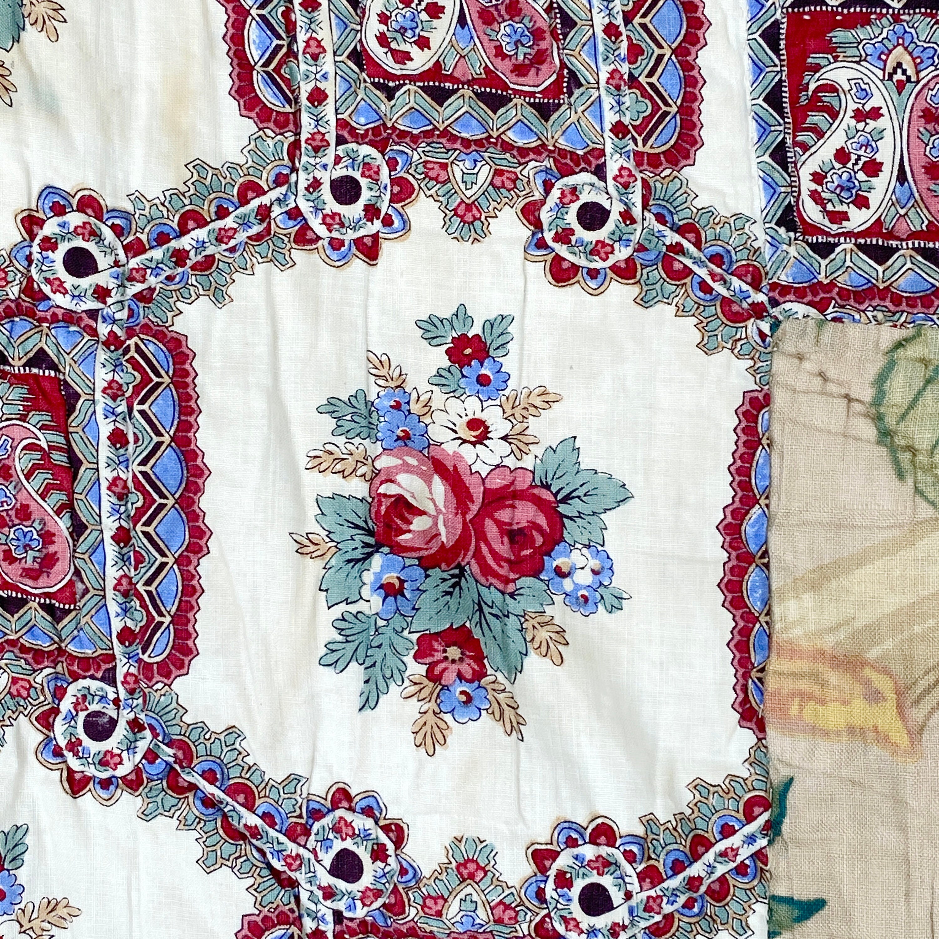 1820-1840 Whole Cloth Antique French Quilt Boutis France Country