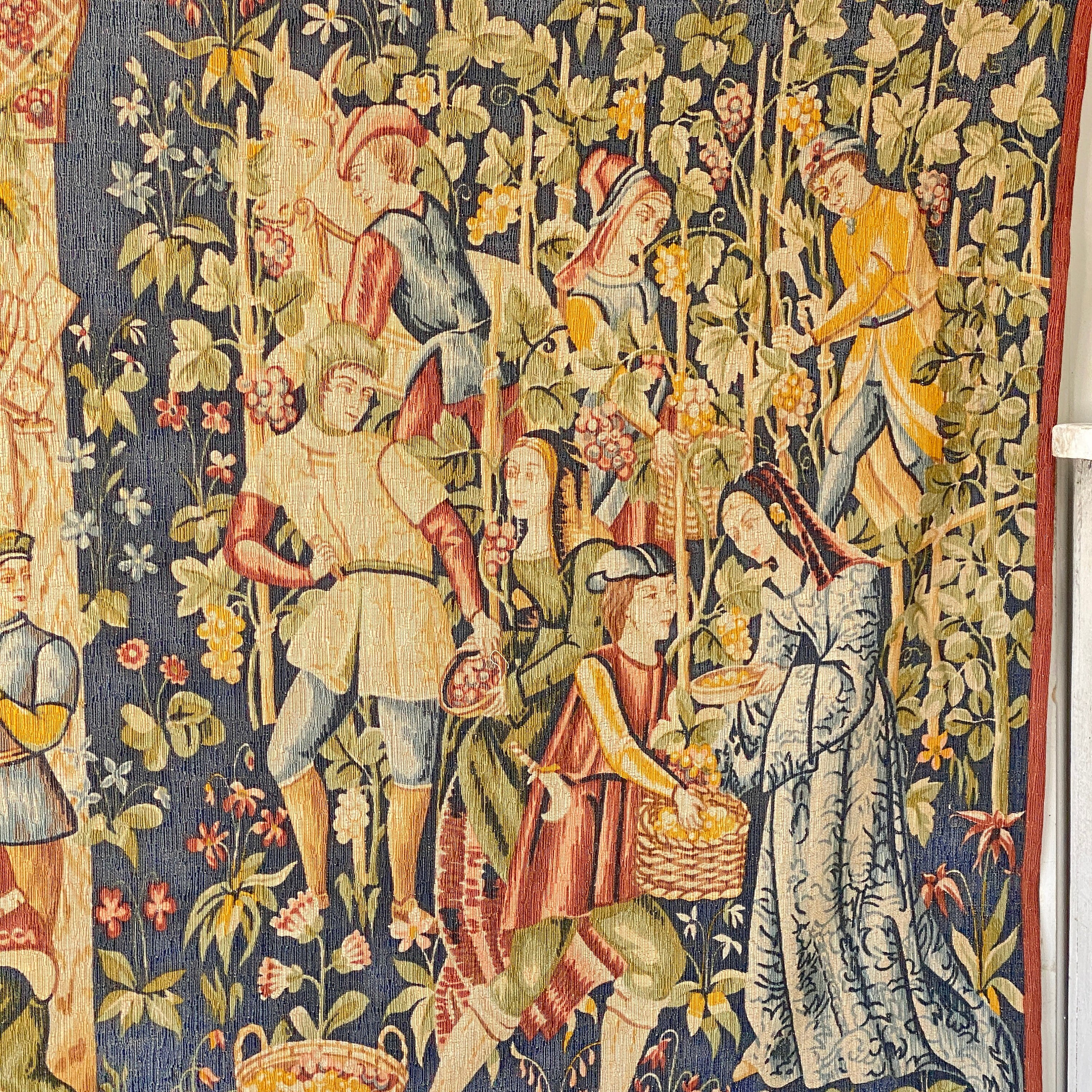 Goblys Les Vendanges French Wall Art Tapestry The Grapes Harvest Lined 28 X 47