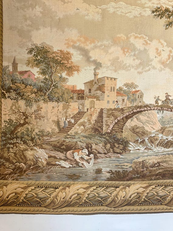 7.6ftx4.1ft French Tapestry 1800s Pastoral Landscape Bridge