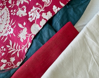 Paquete de retazos navideños IMPRESIONANTE, piezas de patchwork de tela francesa antigua, lote de costura ecológico