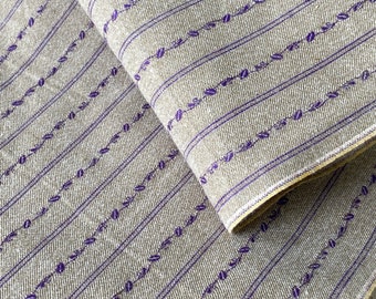 SOFT Vintage French workwear fabric material heavy weight purple shirting Farmhouse fabric antique clothing clothes flannel cotton