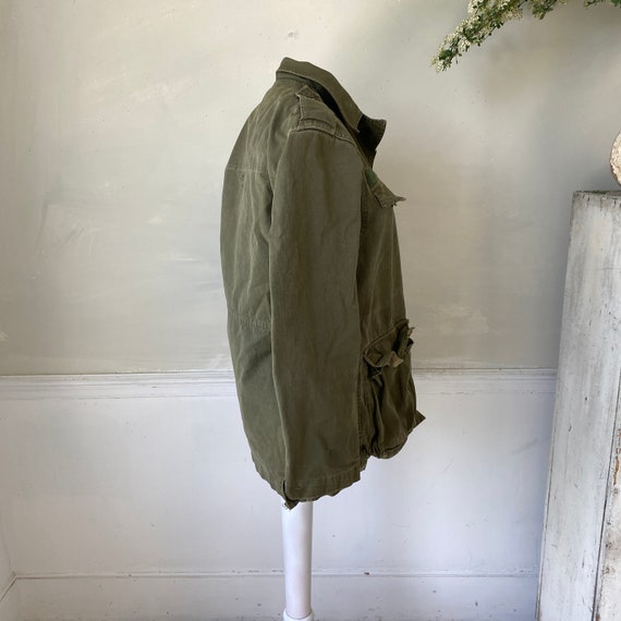 Vintage French Workwear Military Green Jacket Ear… - image 6