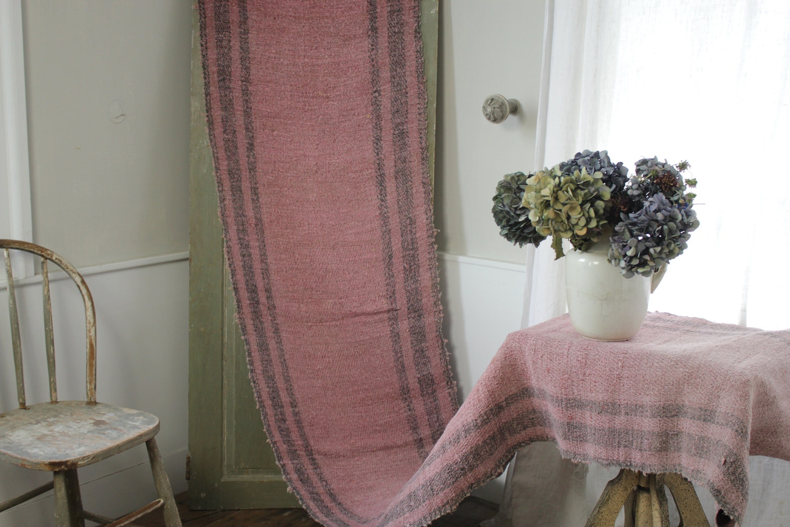 Vintage Hand Woven Wool StripesThrow or Rug Selected by Anna Corinna