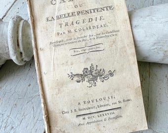 c1788 Antique French Book Caliste La Belle Pénitente Tragedy Colardeau Rare Literature Theatre Ephemera Wall Art Handmade