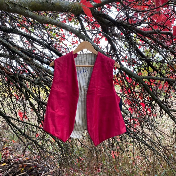Vest Waistcoat Workwear Work wear Red Antique Fre… - image 2