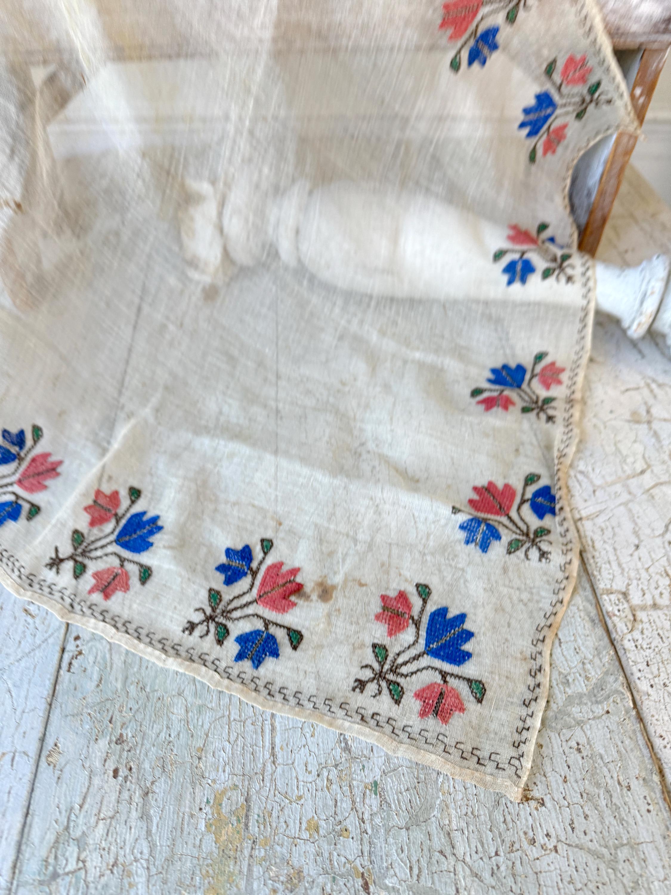 26x25 トルコの手刺繍タオル 織物 ベール ウェディング刺繍