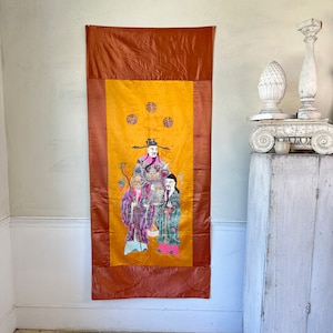 67x30 Figural STUNNING Antique Chinese embroidered wall hanging mural tablecloth  19th century Embroidery  ART eco-friendly