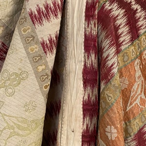 92x49 BEAUTIFUL RARE silk cotton brocade weave Brid Egyptian ? red goldUnique window treatment eco-friendly