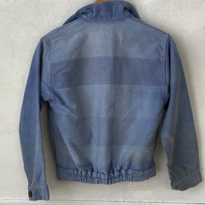 AMAZING WOW Vintage Jean Jacket French Blue Workwear Faded Antique Denim Distressed Coat image 9
