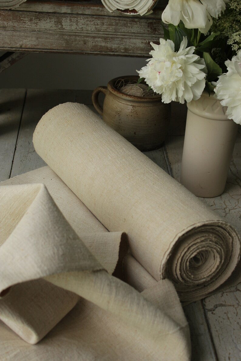 Plain Linen Grain Sack Fabric Antique Homespun Hemp Early Etsy