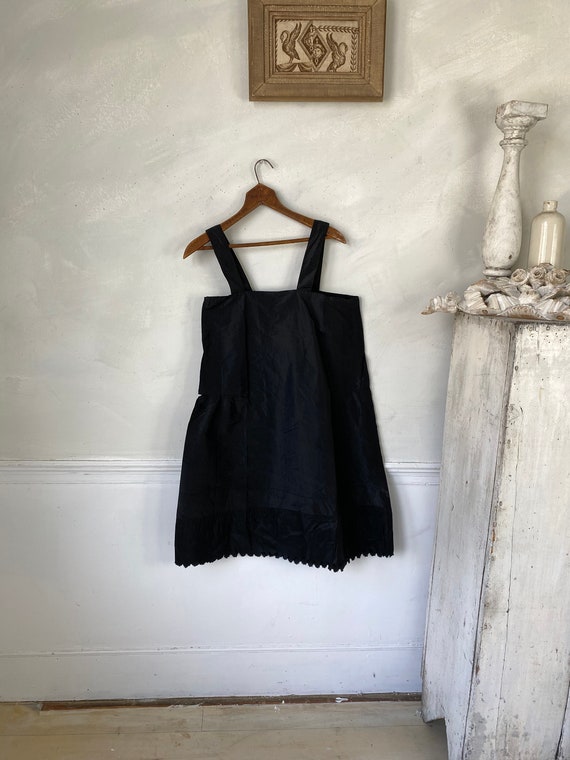 Antique Black Silk Slip French Workwear Silk Slip… - image 1