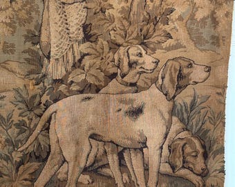 100x 38  LARGE wall art Hound Dog Dogs English French Pointer Hunting Decor hanging Antique French tapestry  Mural chateau chic bloodhound
