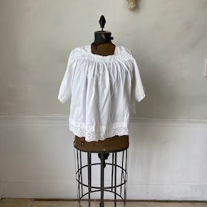 French CHOIR shirt Vintage White Blouse with lace  RARE Beautiful textile from France Boho steampunk eco-friendly