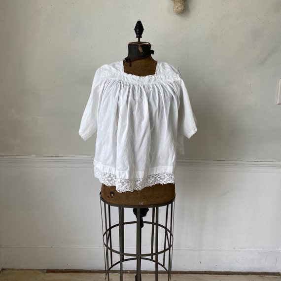French CHOIR shirt Vintage White Blouse with lace… - image 1