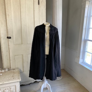 Judge&#39;s gown ??? Antique cape cloak black velvet + wool c1860 French textile from France eco-friendly