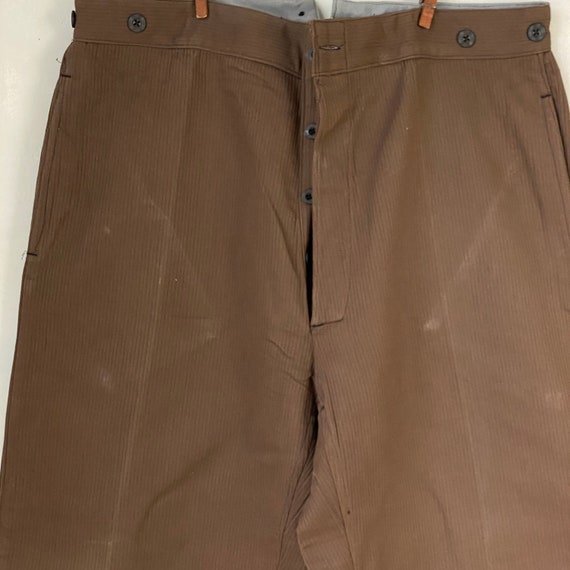 UNWORN! Vintage French Workwear Pants Brown Cotto… - image 5