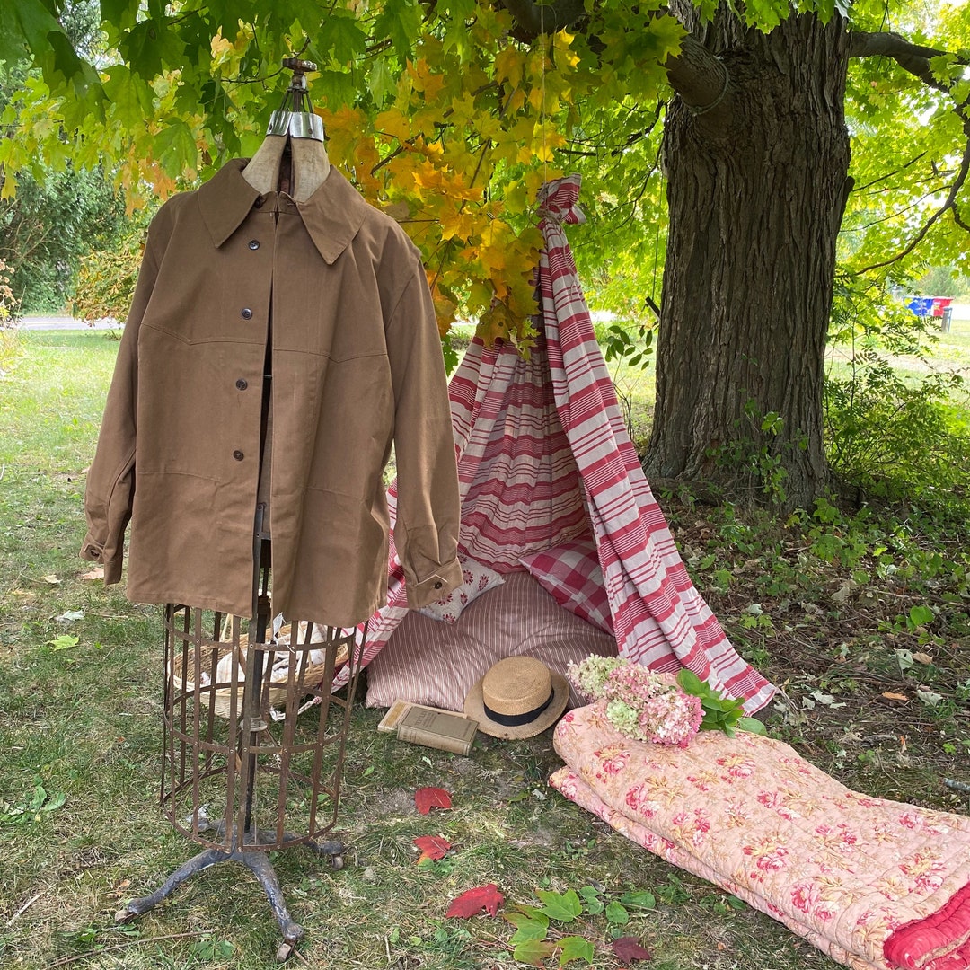 Vintage Canvas Jacket Heavy Brown Cotton Unused French Vintage Canvas Jacket Heavy Brown Cotton Unused French