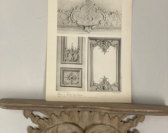 May include: Black and white image of a page from a book titled "Les Plafonds Hotels de Paris". The page features four detailed illustrations of ornate plasterwork designs. The text "Hotel de Soubise Grand Cabinet" is visible at the bottom of the page.