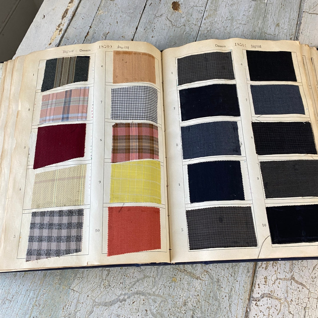 1080 Pieces!! Antique French Pattern Sample Book Woven Fabric Document ...