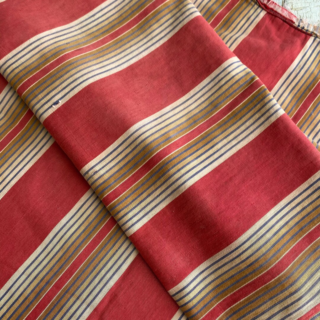 1920svintageファブリック布birthdeth jantiques Antique French Fabric Ticking Striped Material Cotton 1910 Ticking