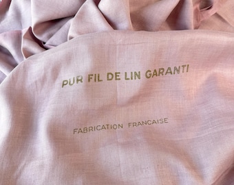 6.7 yards Antique French pure linen mauve pink clothing pillow cushion upholstery  fabric material old country shabby cottage decor style