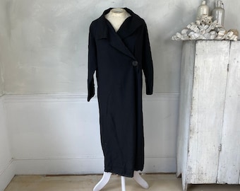 Vintage French Woman's Duster Jacket 1950s Wool Cotton Jacket House Coat French Workwear Work Wear eco-friendly