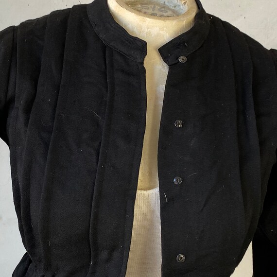 Black Cotton Bodice Early 1900s Snap Up Blouse Bl… - image 3