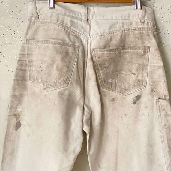 1960's 32 inch waist DISTRESSED WHITE cotton deni… - image 10