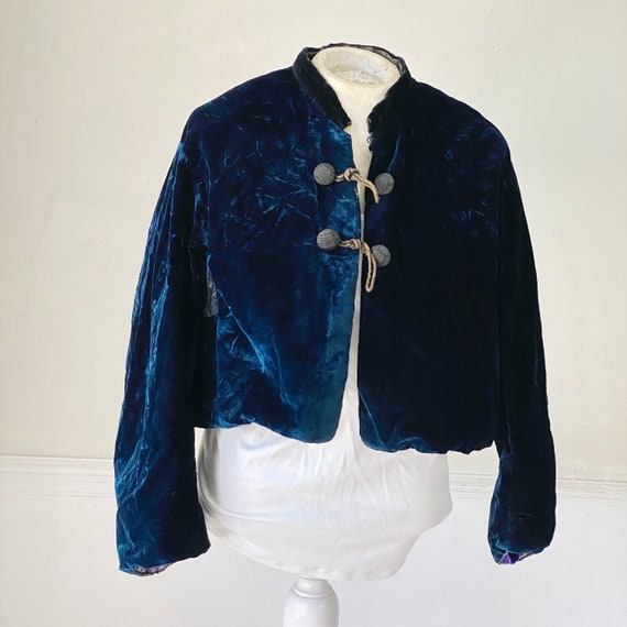 Gorgeous BLUE Velvet Woman's Jacket 1870s Velvet … - image 1