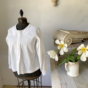 Vintage White Blouse French Cotton  crisp with lace detail STUNNING Boho steampunk eco-friendly