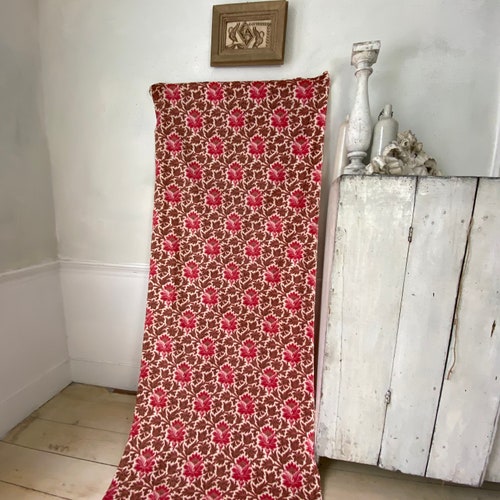Simulated shops warp fabric antique French material pink + browns