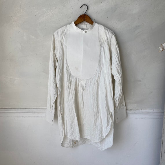 Stiff Front Cotton Piqué Shirt Boiled Shirt Men's… - image 2