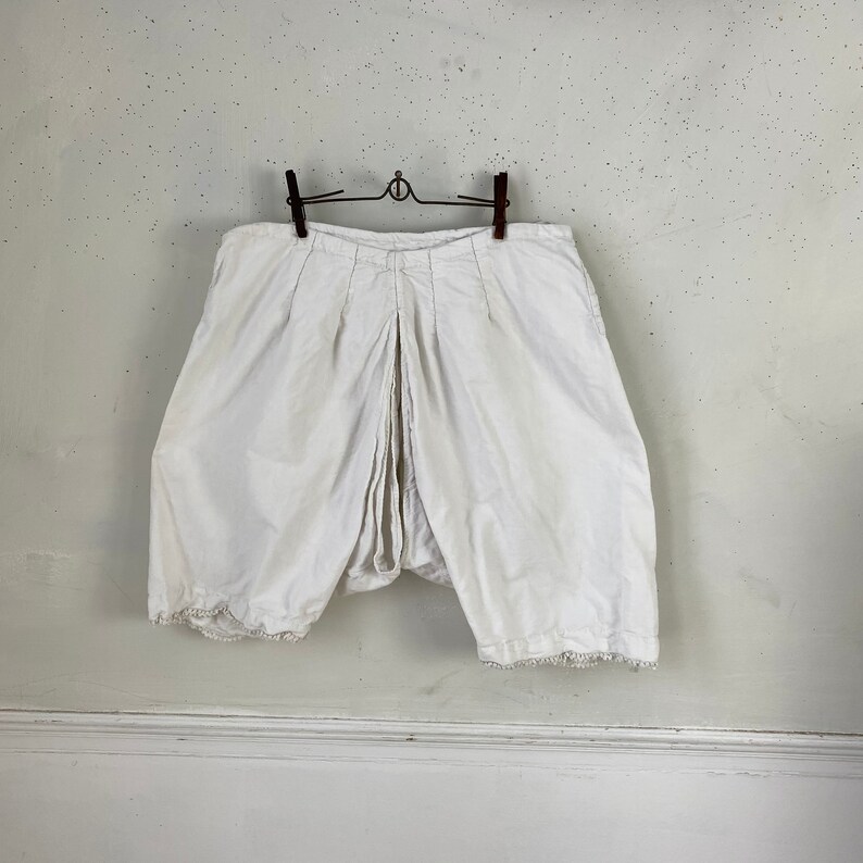 Antique French Bloomers late 1800s White Bloomers White textile Underpants Bloomers Vintage image 8
