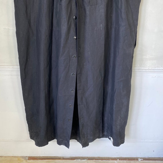 Chintzed Linen Long Black Coat UNUSED Overcoat 19… - image 3